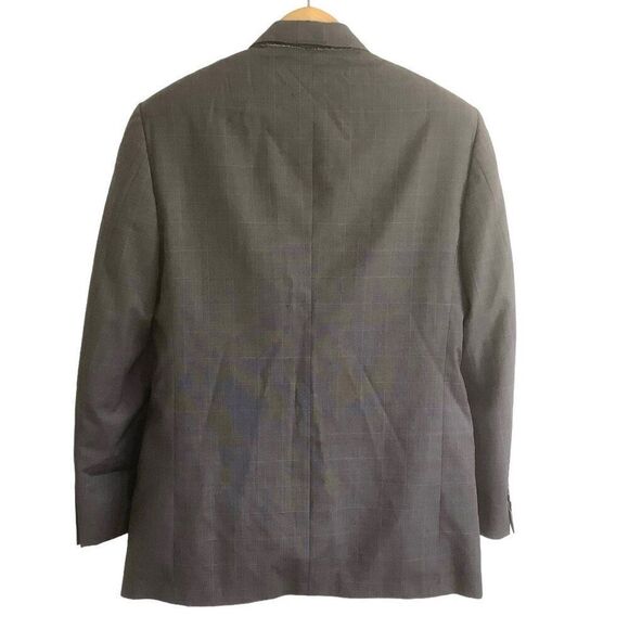 BARNEYS NEW YORK 48C Wool Sport Coat Suit Blazer Window Pane Check Gray Blue 48 - Picture 2 of 8